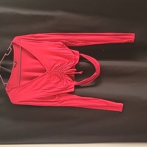Red long sleeve crop top 1x